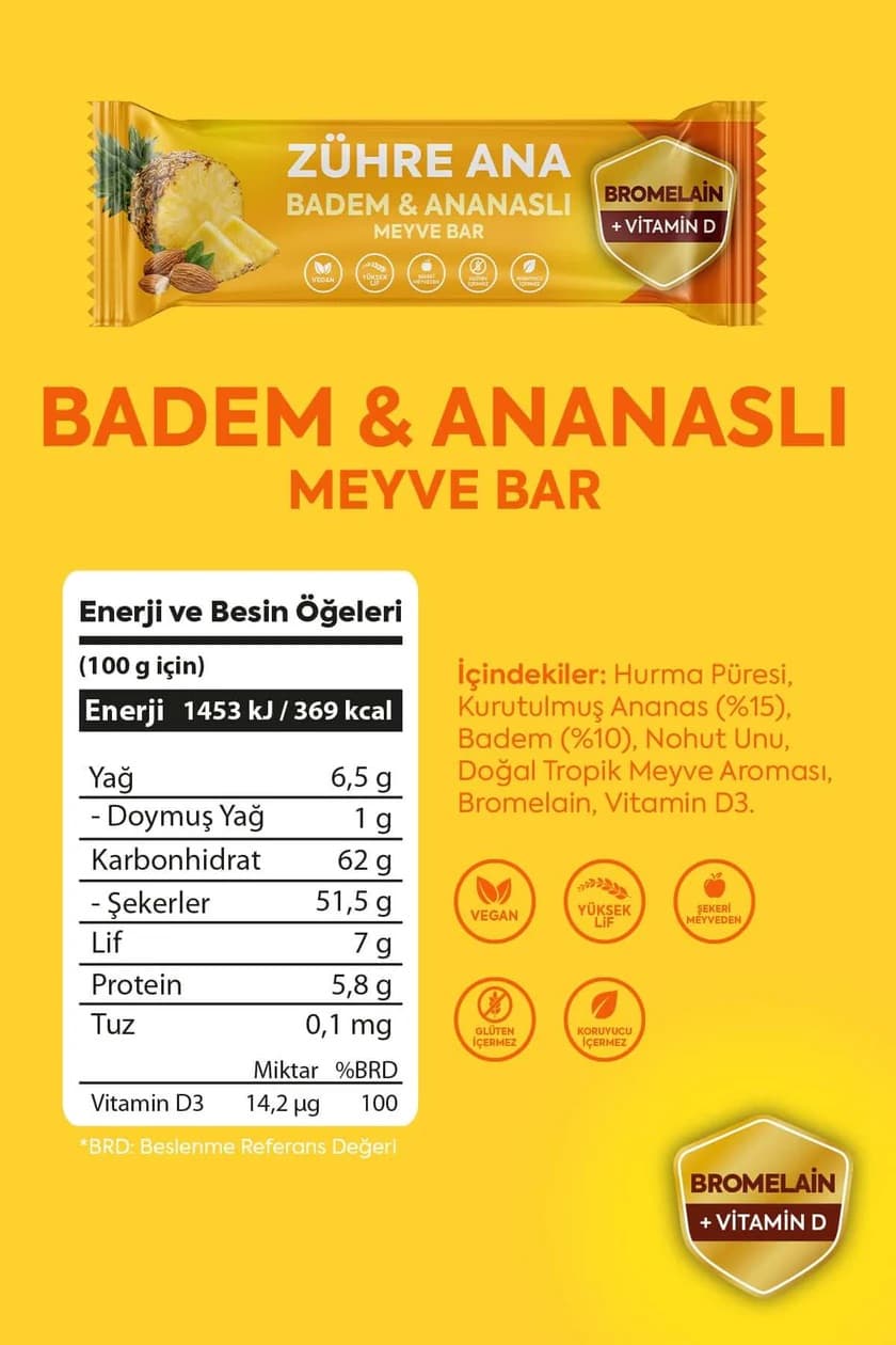 Zühre Ana Mandel - & Ananas - Fruchtriegel | Peynircim