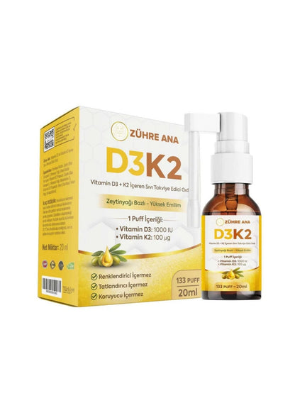 Zühre Ana Vitamin Flüssiges Nahrungsergänzungsmittel mit D3 & K2 – Spray | Peynircim