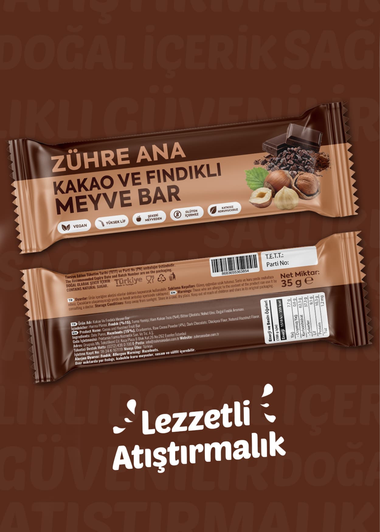 Zühre Ana Kakao - und Haselnuss - Fruchtriegel | Peynircim