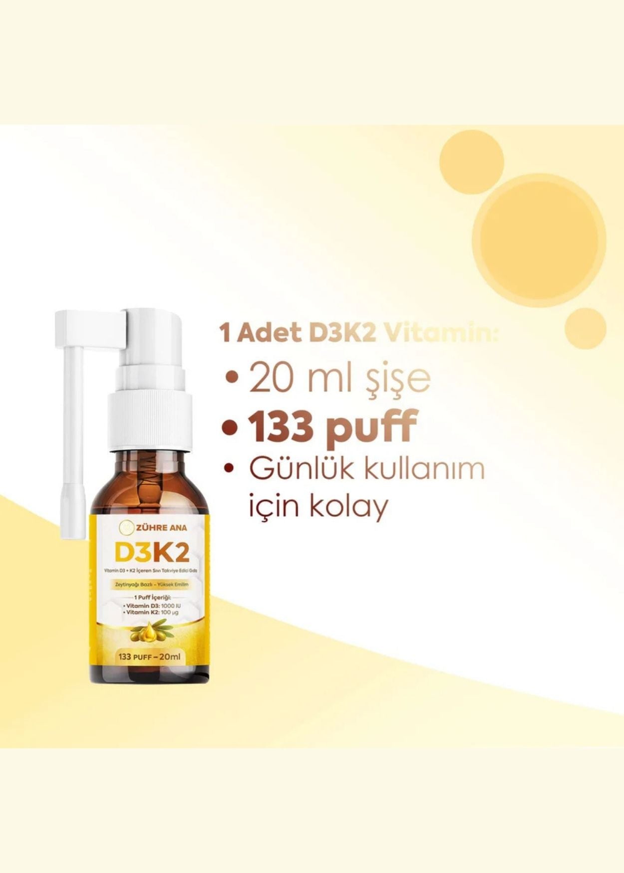 Zühre Ana Vitamin Flüssiges Nahrungsergänzungsmittel mit D3 & K2 – Spray | Peynircim