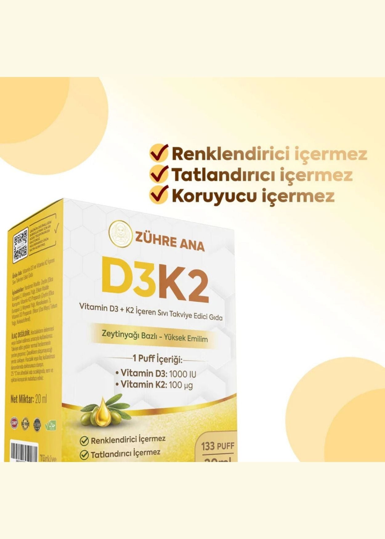 Zühre Ana Vitamin Flüssiges Nahrungsergänzungsmittel mit D3 & K2 – Spray | Peynircim