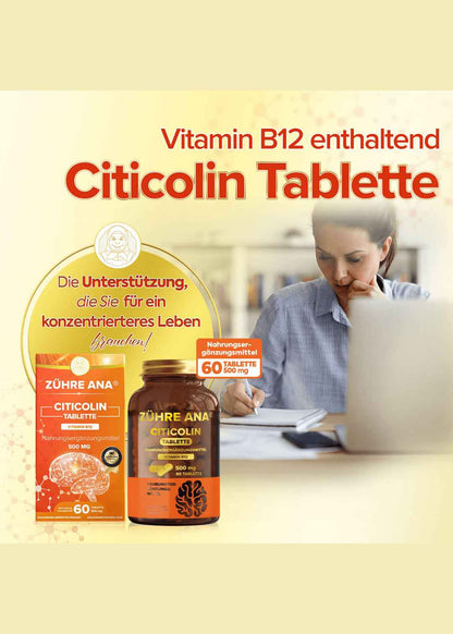 Zühre Ana Citicolin-500 mg 60 Tabletten enthalten Vitamin B12 (Sitikolin Tablet)
