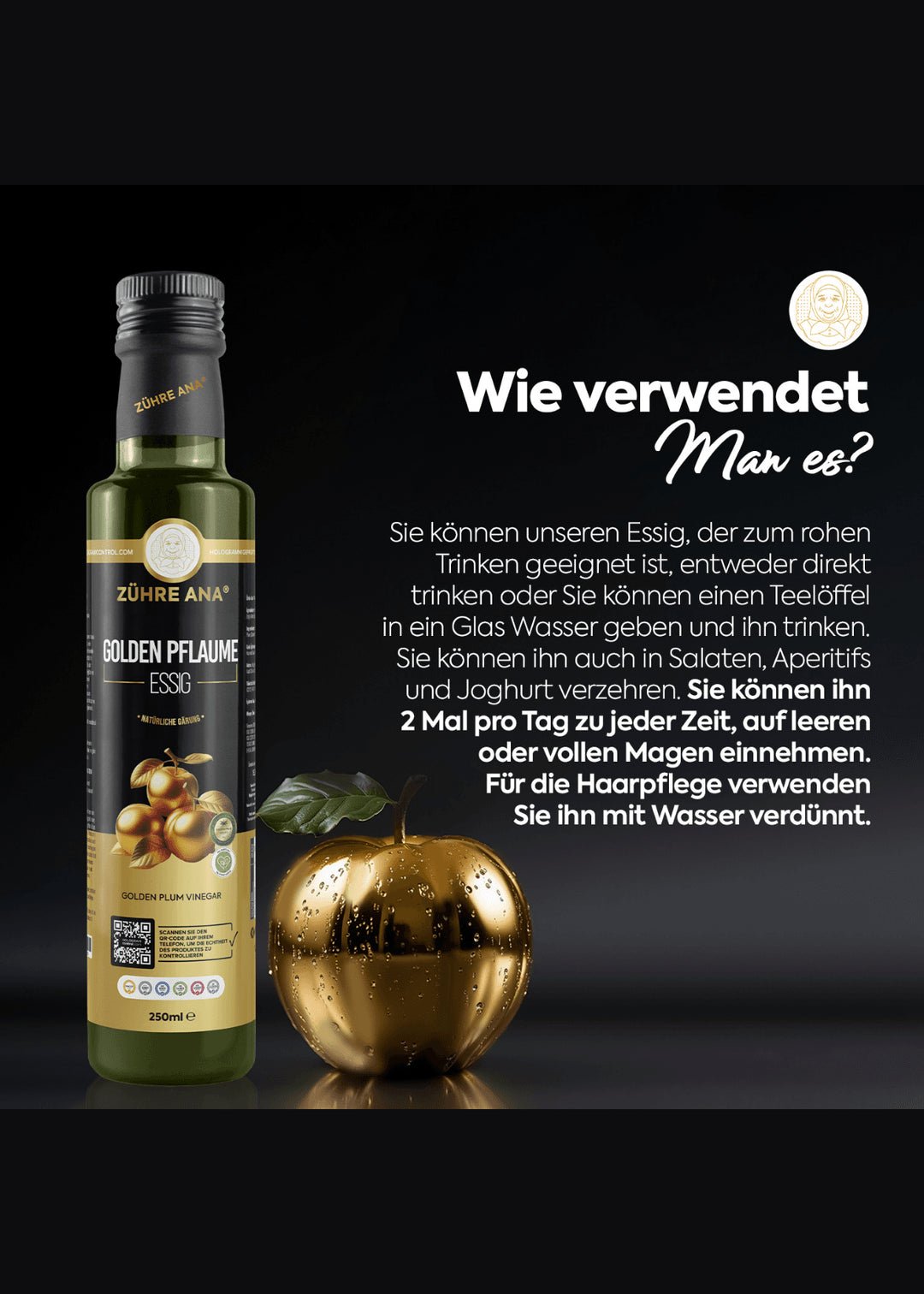 Zühre Ana Goldener Pflaumenessig (Altın Erik Sirkesi) 250ml